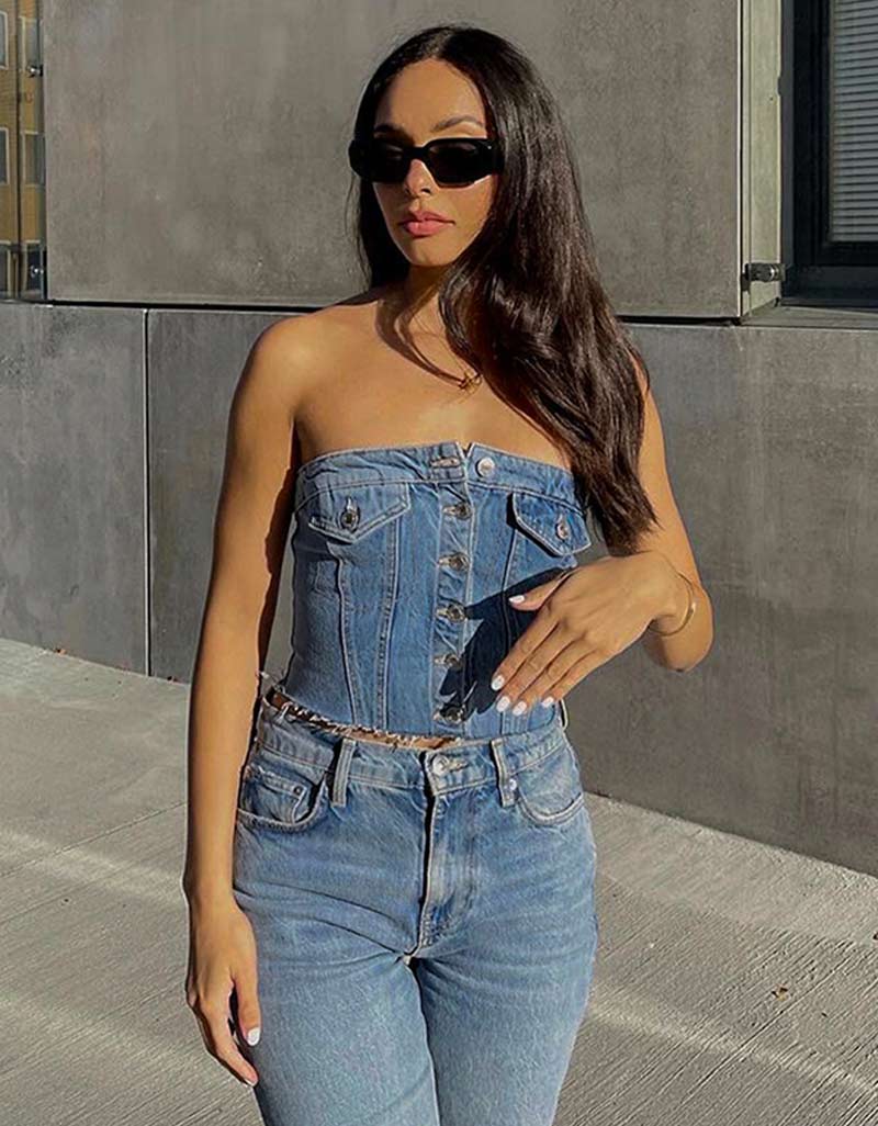 Bustier en Jean Dénim Diva - Lasourcedustyle
