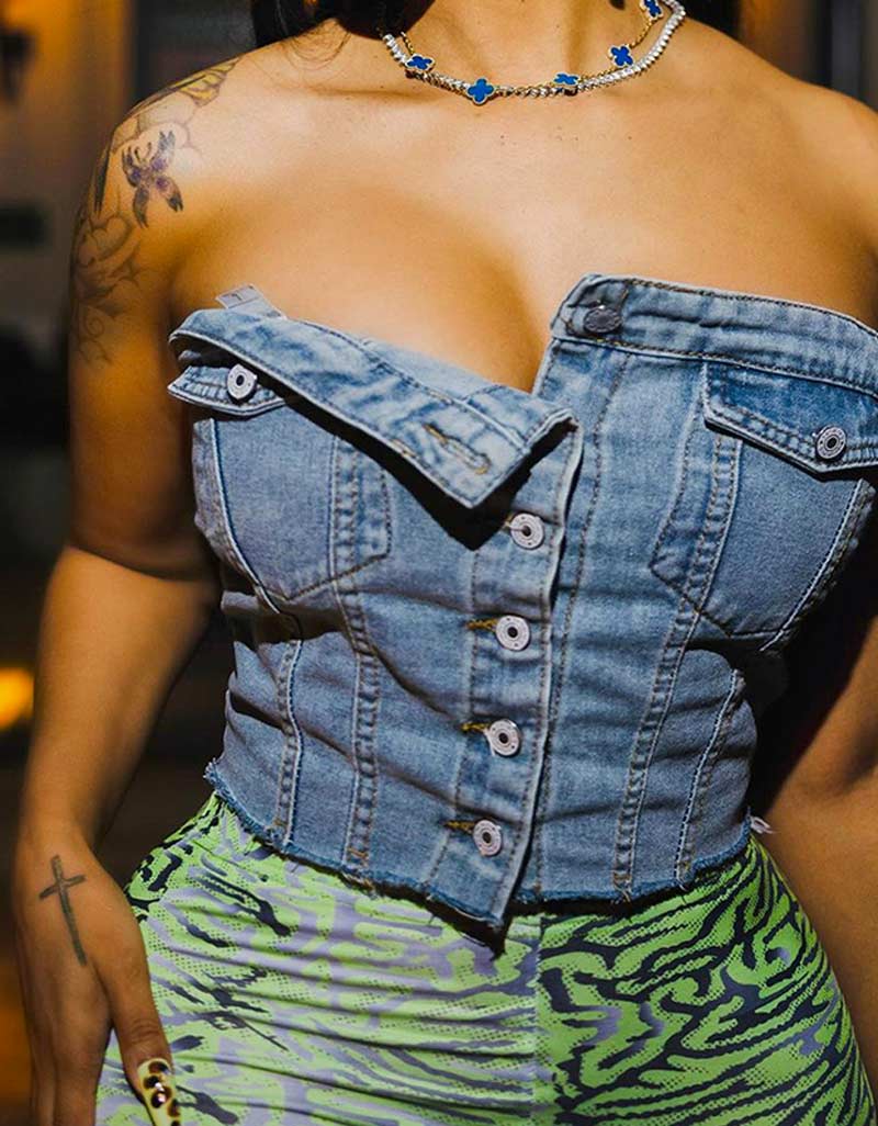 Bustier en Jean Dénim Diva - Lasourcedustyle