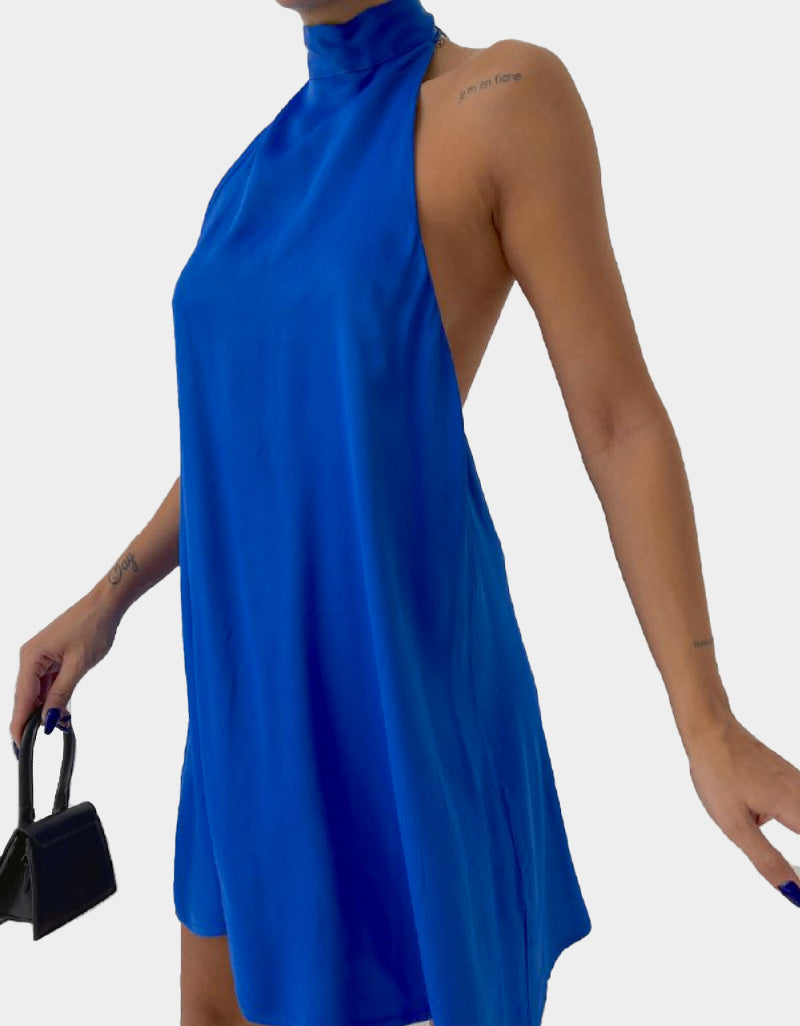Robe Satin Bleu Aurora - Lasourcedustyle