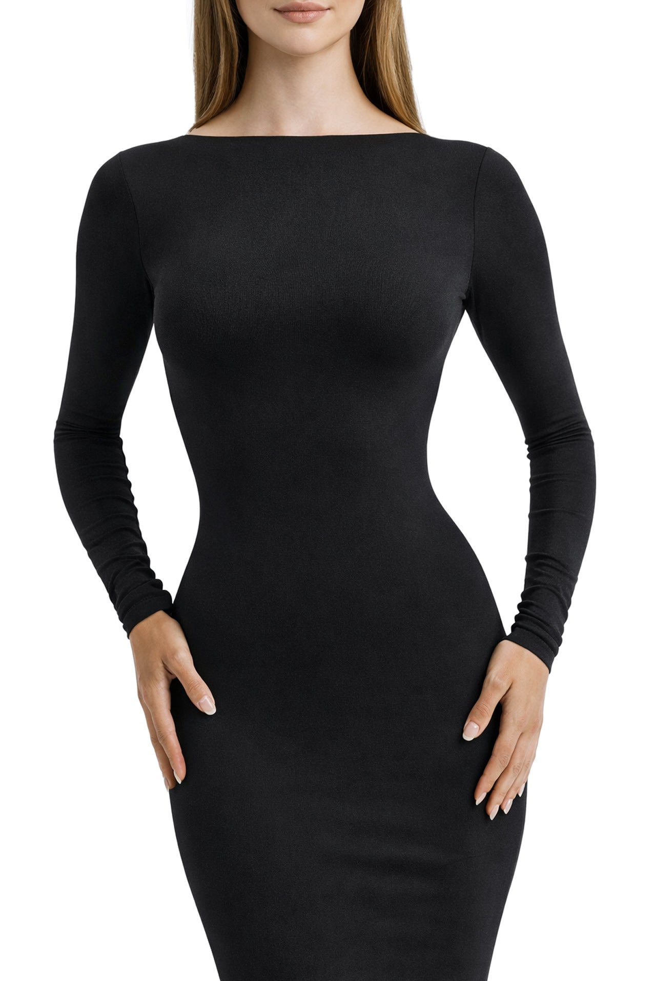 Robe Irina — noire longue à dos ouvert