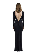 Robe Irina — noire longue à dos ouvert