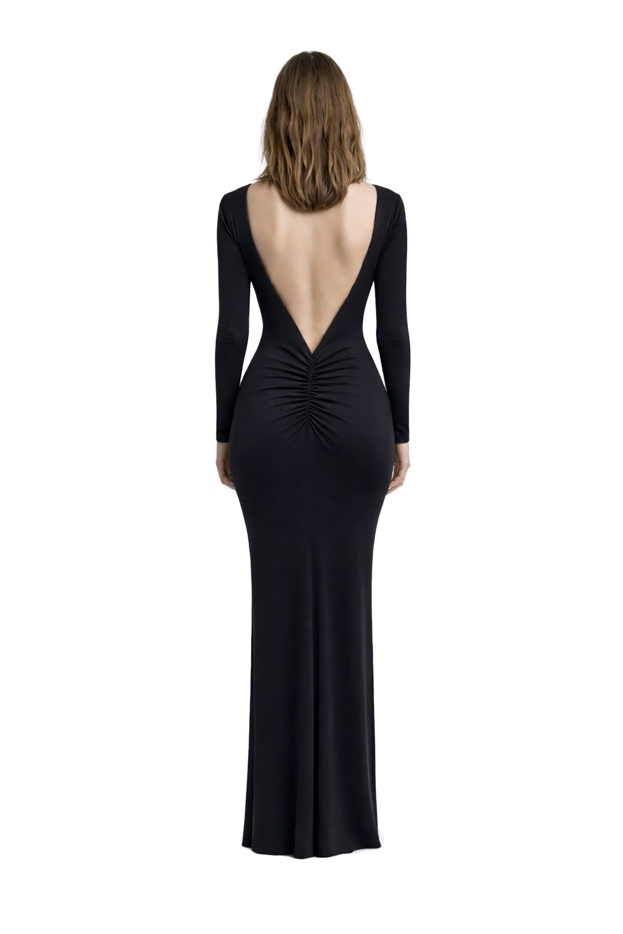 Robe Irina — noire longue à dos ouvert