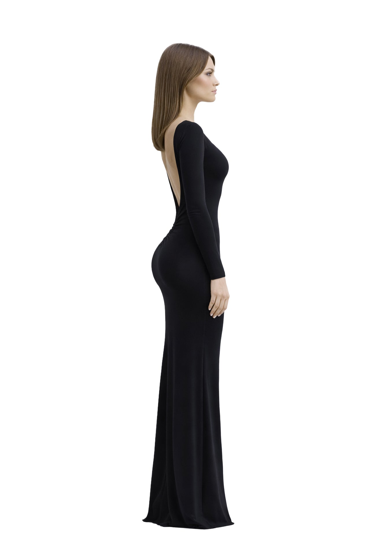 Robe Irina — noire longue à dos ouvert