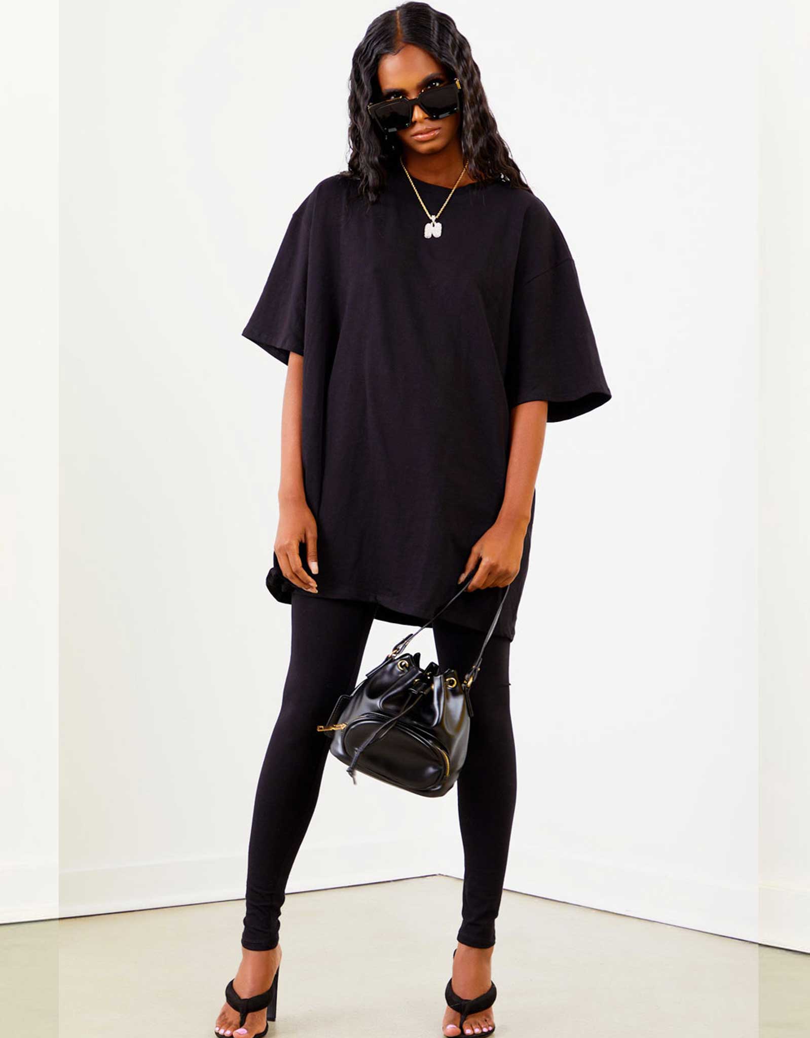 Black T Shirt Long Oversize Femme Simple Black Oversize T-shirt